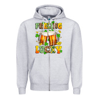 Heather Grey feeling lucky Zipper Hoodie - Artiststas