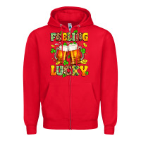 Red feeling lucky Zipper Hoodie - Artiststas
