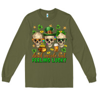 Army Green Dead inside but feeling lucky st. patricks day Long Sleeve Tee - Neo Western