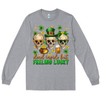 Heather Grey Dead inside but feeling lucky st. patricks day Long Sleeve Tee - Neo Western