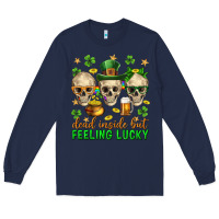 Navy Dead inside but feeling lucky st. patricks day Long Sleeve Tee - Neo Western
