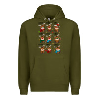 Army Green christmas reindeers Premium Hoodie - MaliasSmallBusiness