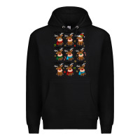 Black christmas reindeers Premium Hoodie - MaliasSmallBusiness