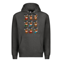Charcoal Heather christmas reindeers Premium Hoodie - MaliasSmallBusiness
