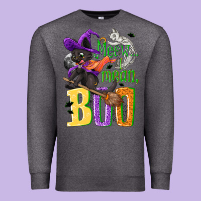 Meow I Mean, Boo Halloween Premium Sweatshirt Designed By Nancycooperartshop