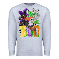 Heather Grey Meow i mean, boo Halloween Premium Sweatshirt - NancyCooperArtShop