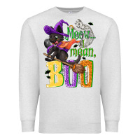 Oatmeal Heather Meow i mean, boo Halloween Premium Sweatshirt - NancyCooperArtShop