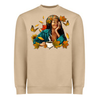 Mushroom Fall afro woman with coffee Heavyweight Sweatshirt - RanaPortraitStore