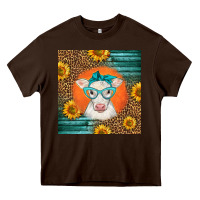 Chocolate Brown charolais cow Heavy Core Tee - LillyAllenDesigns