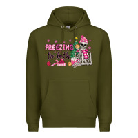 Army Green freezing to death skeleton Premium Hoodie - MaliasSmallBusiness
