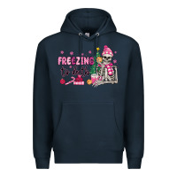 Navy freezing to death skeleton Premium Hoodie - MaliasSmallBusiness