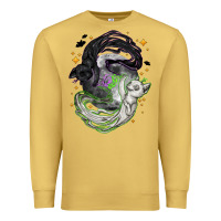 Antique Gold Magical cats ghost with moon Halloween Premium Sweatshirt - NancyCooperArtShop