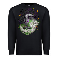 Black Magical cats ghost with moon Halloween Premium Sweatshirt - NancyCooperArtShop