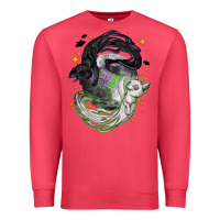 Cardinal Magical cats ghost with moon Halloween Premium Sweatshirt - NancyCooperArtShop