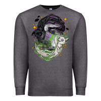 Charcoal Heather Magical cats ghost with moon Halloween Premium Sweatshirt - NancyCooperArtShop