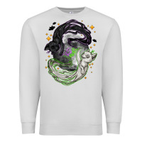 Dove Grey Magical cats ghost with moon Halloween Premium Sweatshirt - NancyCooperArtShop