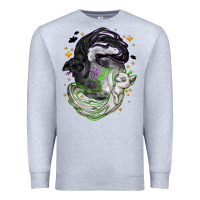 Heather Grey Magical cats ghost with moon Halloween Premium Sweatshirt - NancyCooperArtShop