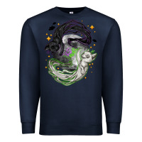 Navy Magical cats ghost with moon Halloween Premium Sweatshirt - NancyCooperArtShop