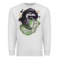 Oatmeal Heather Magical cats ghost with moon Halloween Premium Sweatshirt - NancyCooperArtShop