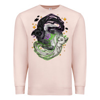 Pale Pink Magical cats ghost with moon Halloween Premium Sweatshirt - NancyCooperArtShop