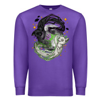 Purple Magical cats ghost with moon Halloween Premium Sweatshirt - NancyCooperArtShop