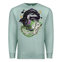 Seafoam Magical cats ghost with moon Halloween Premium Sweatshirt - NancyCooperArtShop