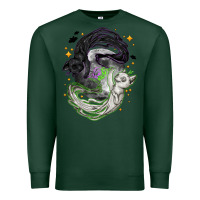 Sports Green Magical cats ghost with moon Halloween Premium Sweatshirt - NancyCooperArtShop