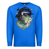 True Royal Magical cats ghost with moon Halloween Premium Sweatshirt - NancyCooperArtShop