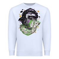 White Magical cats ghost with moon Halloween Premium Sweatshirt - NancyCooperArtShop