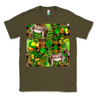 Army Green St. Patrick's Donkey With Leprechaun Hat Seamless Classic Tee - FaDigitalArtStudio