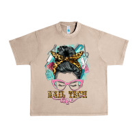 French Oak nail tech life messy bun Urban Heavy Tee - BarkalooDesign