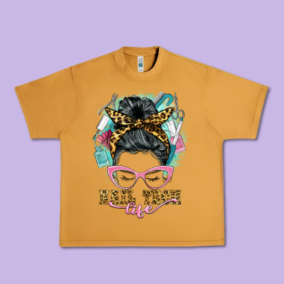 Nail Tech Life Messy Bun Urban Heavy Tee Designed By Barkaloodesign