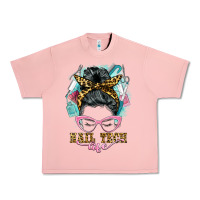Salmon nail tech life messy bun Urban Heavy Tee - BarkalooDesign