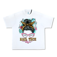 White nail tech life messy bun Urban Heavy Tee - BarkalooDesign