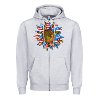 Heather Grey sunflower front Zipper Hoodie - AdoDesignShop