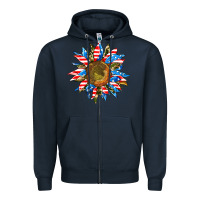 Navy sunflower front Zipper Hoodie - AdoDesignShop