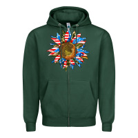 Sports Green sunflower front Zipper Hoodie - AdoDesignShop