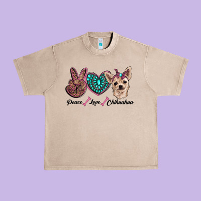 Peace Love Chihuahua Urban Heavy Tee Designed By Ranaportraitstore