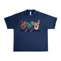 Navy peace love chihuahua Urban Heavy Tee - RanaPortraitStore