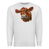 Oatmeal Heather red angus face Premium Sweatshirt - LillyAllenDesigns