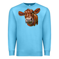 Ocean Blue red angus face Premium Sweatshirt - LillyAllenDesigns