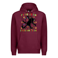 Burgundy it's fine i'm fine everything is fine Premium Hoodie - MaliasSmallBusiness