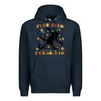 Navy it's fine i'm fine everything is fine Premium Hoodie - MaliasSmallBusiness