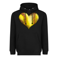 Black softball heart Heavyweight Hoodie - LillyAllenDesigns
