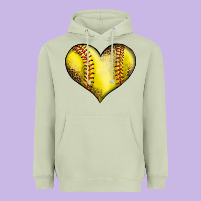 Softball Heart Heavyweight Hoodie Designed By Lillyallendesigns