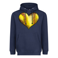 Navy softball heart Heavyweight Hoodie - LillyAllenDesigns