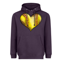 Plum softball heart Heavyweight Hoodie - LillyAllenDesigns