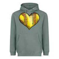 Sage softball heart Heavyweight Hoodie - LillyAllenDesigns