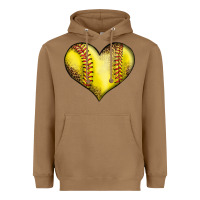 Toasted Coconut softball heart Heavyweight Hoodie - LillyAllenDesigns