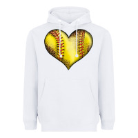 White softball heart Heavyweight Hoodie - LillyAllenDesigns